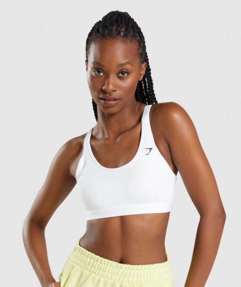 Women's Gymshark Scoop Neck Sports Bra White | CA 71N853